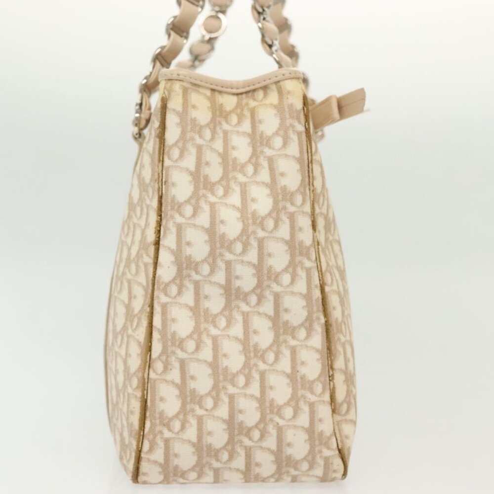 Christian Dior Trotter Canvas Romantic Chain Tote Bag PVC Beige Auth 140098 - Picture 5 of 16